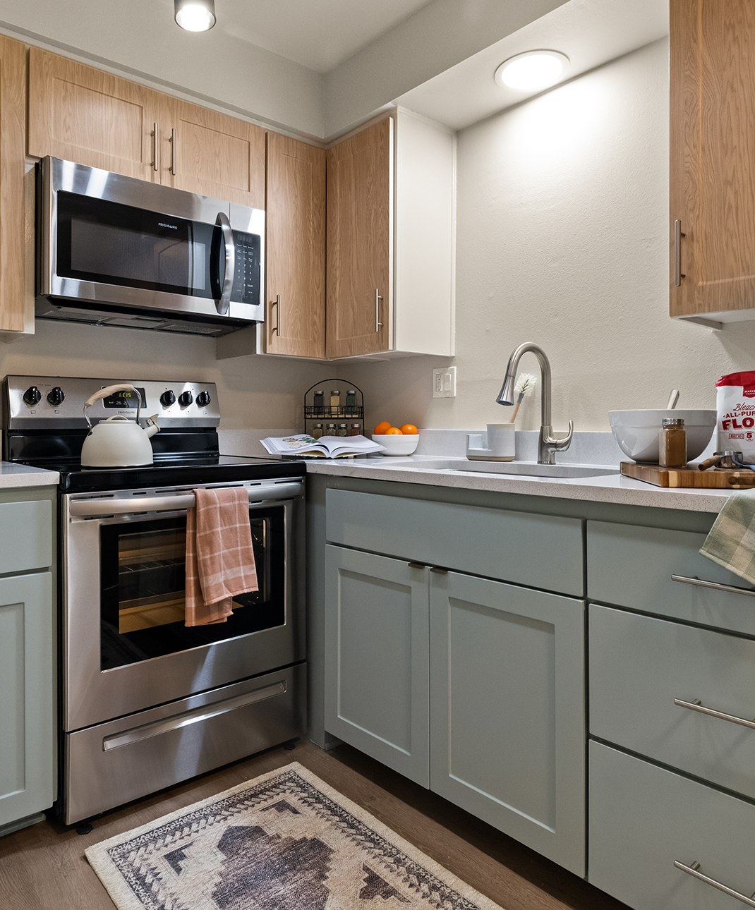 A kitchen with modern appliances